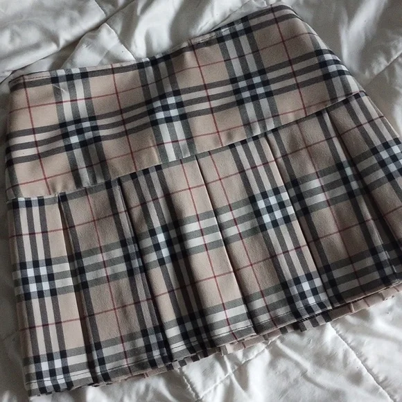 vintage plaid pleated mini skirt - Picture 1 of 4
